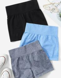 Shein 3 Db Szürke Kék Fekete Magas Derekú Rövidnadrág Shein 36 (swspsho25210526791)