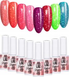 AlleLac 8x Hibrid lakk Allelac 6g Flash Glitter Set 8in1 Csillogó szemcsék (Lakier Brokatowy Na Karnawał Zestaw)