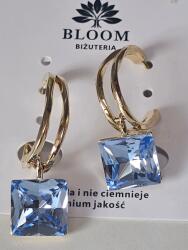  14 karátos aranyozott fülbevaló kék Swarovski kristállyal - Bloom modell (950734)