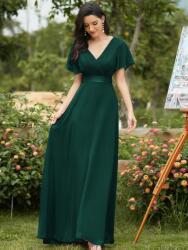 Shein Chiffon Maxi Zöld Fodros Rövid Ujjú Ruha Eum S06__M