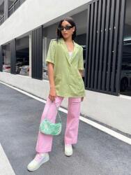 Shein Zöld Egyszínű V-nyakú Rövid Ujjú Ing Shein 38