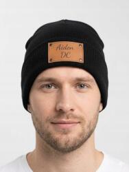 Shein Fekete Beanie Sapka Öko Bőr Téli Felvarrással 1LA