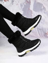 Shein Fekete Hócipő Szőrmével És Fehér Talppal EUR38 1