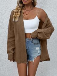 Shein Alkalmi Ing Klasszikus Gallér Gombok Barna L 1MA (sz25081940110308895)