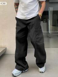 Shein Dazy Fekete Laza Cargo Farmernadrág Pamutból XL 1DB