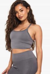 Boohoo Szürke Varrat Nélküli Sport Crop Top Vállpántokkal 62R B20__M (GZZ78238)