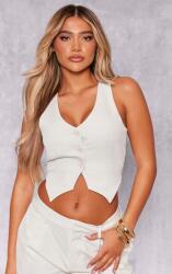 Prettylittlething Fehér Klasszikus Texturált Ujjatlan Felső Prettylittlething Gombokkal 40