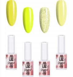AlleLac 4x Hibrid lakk Allelac 6g Yellows Sárga Neon 4in1 Szett (Lakier hybrydowy do paznokci 6g żółty yellow)