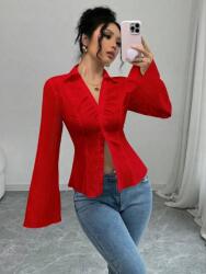 Shein Piros Hosszú Ujjú Ing A7Q S06__XL