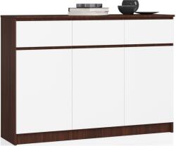 AKORD Komód Karolína 140 cm 3 ajtós és 3 fiókos wenge/fehér (OP0LK-1VENBIA0008)