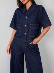 Shein Sötétkék Farmer Kabát Foc S06__152-158
