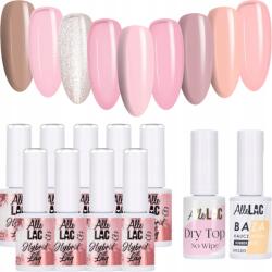 AlleLac 9x Hibrid lakk Allelac 6g Nudes Nude Bézs Rózsaszín Alap Felső Szett (Lakiery do paznokci idealne kolory na jesień)