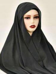Shein Fekete Klasszikus Hidzsáb Chiffon Sál Sima Shein Kéménnyel