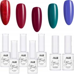 AlleLac 5x Hibrid lakk Allelac 6g Rosie Beauty Base Top Set Rosie (Zestaw Lakierów Hybrydowych Na Karnawał)