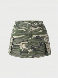 Shein Khaki Mini Klasszikus Pamut Cargo Farmer Szoknya Shein 140
