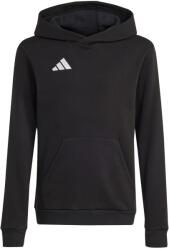 Adidas teamwear sport kapucnis pulóver, fekete, újrahasznosított pamut, zsebekkel, gyerekeknek, 116 CM