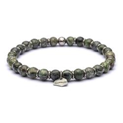 Antracite Brățară cu Serpentin Verde și Argint 925, 6mm - ANTRACITE Naxos