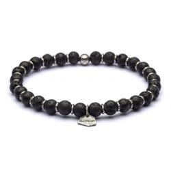 Antracite Brățară cu Lavă Neagră și Argint 925, 6mm - ANTRACITE Petra