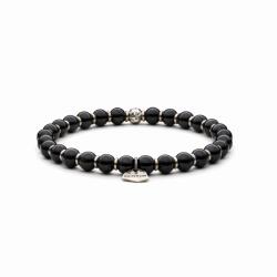 Antracite Brățară cu Agată Neagră și Argint 925, 6mm - ANTRACITE Notte