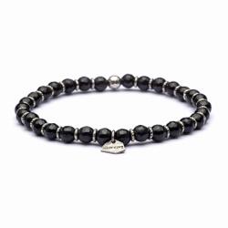 Antracite Brățară cu Agată Neagră și Argint 925, 6mm - ANTRACITE Pantheon