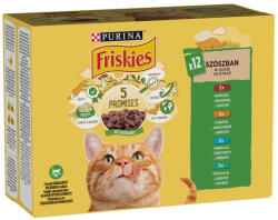 Friskies 12x85g Zöld Marha + Csirke + Tonhal + Tőkehal Alutasakos macskaeledel 587 - tenyesztoitap