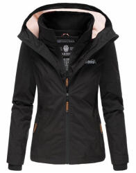 Marikoo ERDBEERE geacă de tranziție pentru femei cu glugă, neagră (M-W-181-ERDBEERE-black-201.XL)