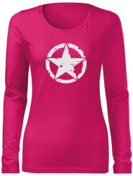 DRAGOWA Slim tricou de damă cu mânecă lungă star 160 g/m2, roz (6033.XXL)