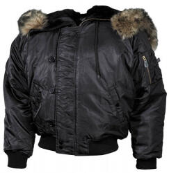 MFH geacă bomber N2B din nylon cu blană, neagră (03702A.M)