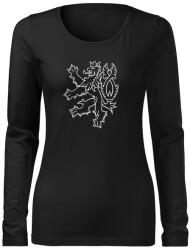 DRAGOWA Slim tricou de damă cu mânecă lungă leu ceh 160 g/m2, negru (6074.XL)