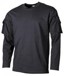 MFH tricou US lung cu buzunare velcro pe mâneci, negru (00123A.S)