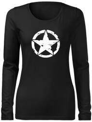 DRAGOWA Slim tricou de damă cu mânecă lungă star 160 g/m2, negru (6060.S)