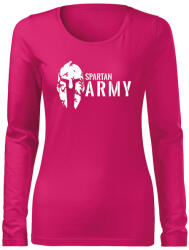DRAGOWA Slim tricou de damă cu mânecă lungă Spartan army 160 g/m2, roz (6031.XS)