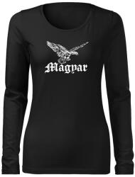DRAGOWA Slim tricou de damă cu mânecă lungă turul 160 g/m2, negru (6061.XS)