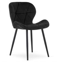  Scaun de dining MANGO VELVET cu picioare negre, negru