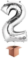 Balloons4party Balon folie cifra argintiu umflat cu heliu 66cm