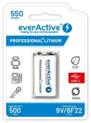 everActive 9V-os Li-ion akku 550mAh/7, 4V USB-C (EVERACTIVE-HR22-550)