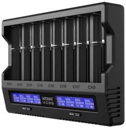 XTAR VC8S SMART KT akkutöltő 8 csatornás Li-ion, Ni-Mh akkukhoz USB-C (AC369003)
