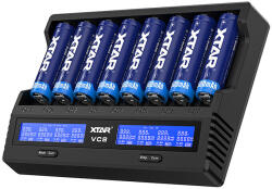 XTAR VC8 GEN2 akkutöltő 8db Li-ion Ni-Mh Ni-Cd akkuhoz+ teszt USB (AC348007)
