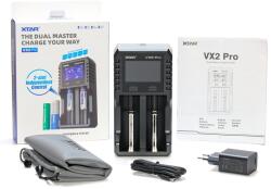 XTAR VX2 PRO SET Li-ion, LFP, Ni-Mh smart charger+tester+20W 3A fali adapter (XTAR-VX2-PRO-SET)
