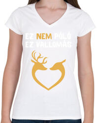 printfashion Szerelmes rénszarvas - Női V-nyakú póló - Fehér (18539128)