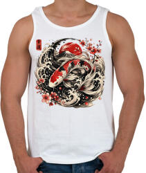 printfashion Fuji És Koi Ponty: Japán Tradíció - Férfi atléta - Fehér (18568860)