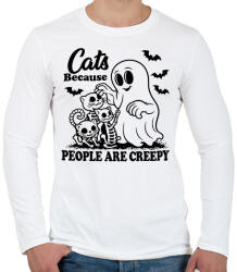 printfashion Cats because people are creepy - Férfi hosszú ujjú póló - Fehér (18613531)