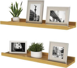Vicco Linus természetes bambusz képkerettartó fali polc, 60 cm, 2 darabos szett