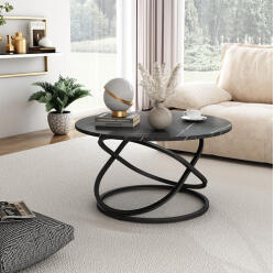 SalesFever Vicco Calgary kerek dohányzóasztal, ⌀ 80 cm, fekete