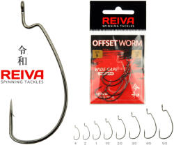 Reiva offset Worm 3/0-s fekete szakállas offset horog 5 db/csomag