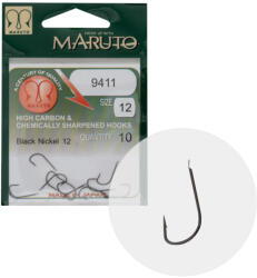 Maruto 9411 fekete nikkel 12-es lapkás szakállas horog 10 db/csomag