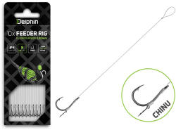 Delphin Fluoro Sting Chinu 6-os 0, 26 mm 8 cm szakállas előkötött horog 10 db/csomag