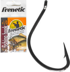 Frenetic FS505 fekete pontyos rövid szárú 1/0-s füles szakállas horog 10 db/csomag