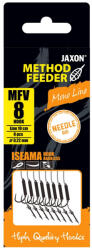 JAXON Method Feeder Iseama 12-es 0, 2 mm 10 cm monofil csalitüskés szakáll nélküli előkötött horog 8 db/csomag