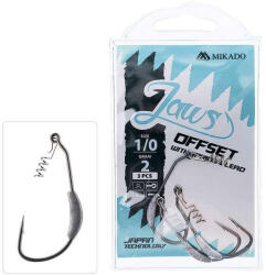 Mikado Jaws Offset 4/0-s 5 g csavarral és ólommal szerelt szakállas offset horog